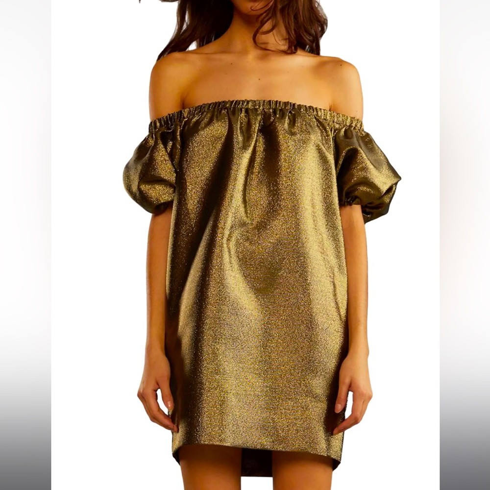 NWT Cynthia Rowley Metallic Off-The-Shoulder Minidress